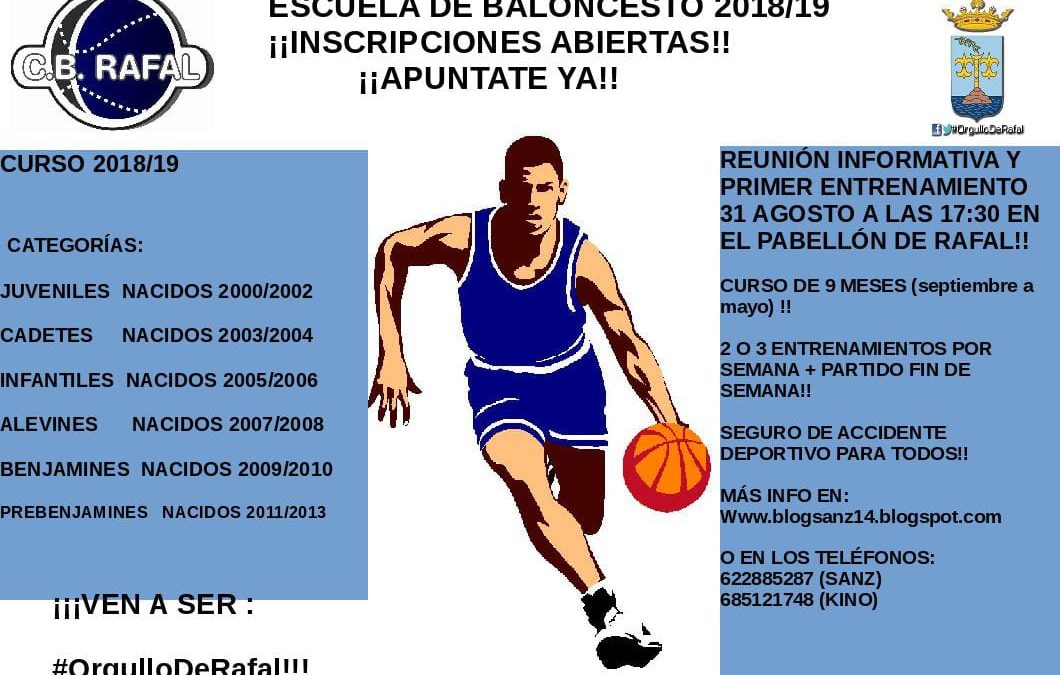 Inscripción Escuela de Baloncesto C.B Rafal