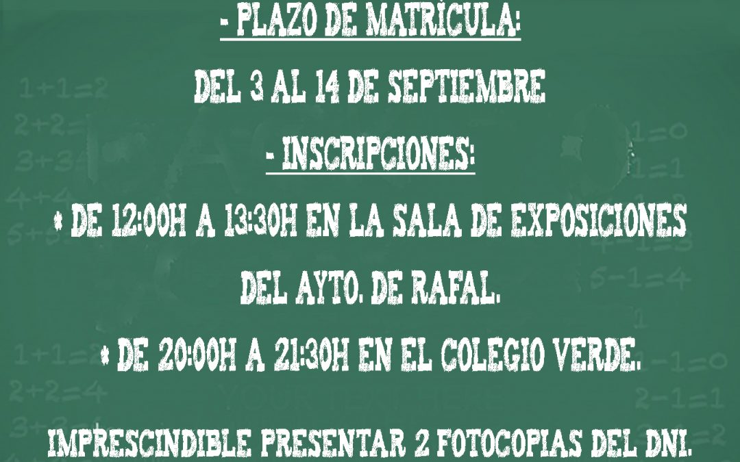 Plazo de inscripción para la obtención del graduado en la EPA de Rafal