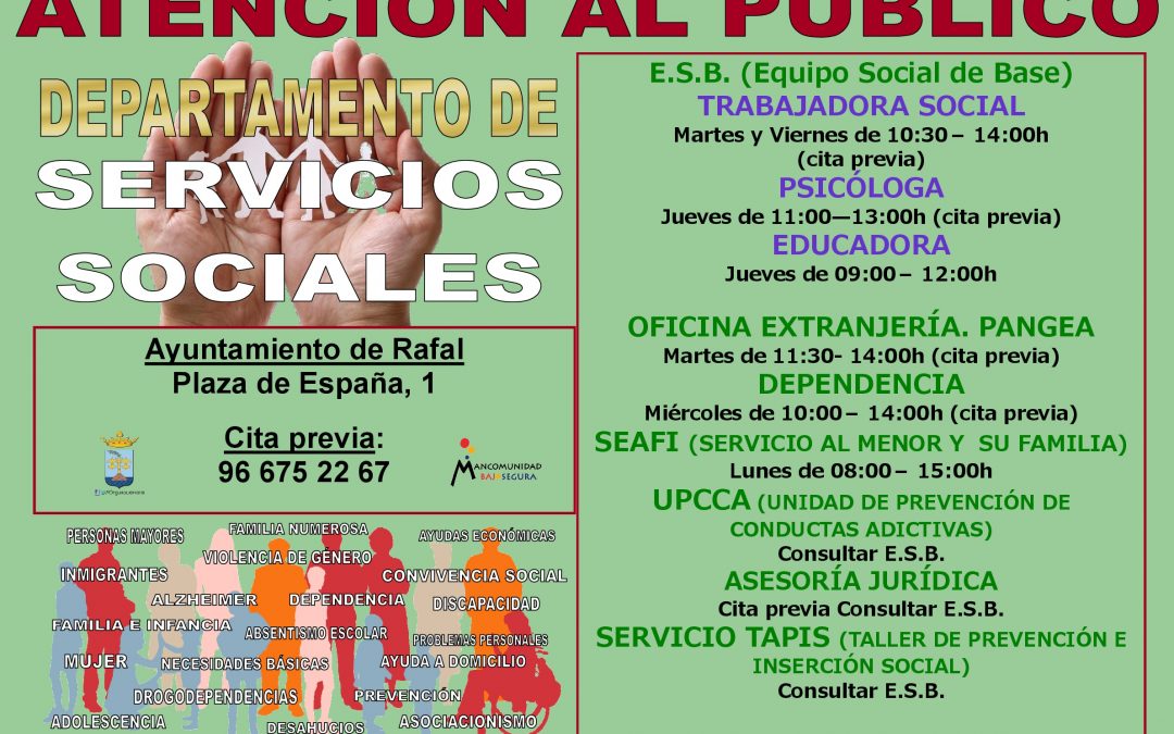 Horario Servicios Sociales Ayuntamiento de Rafal