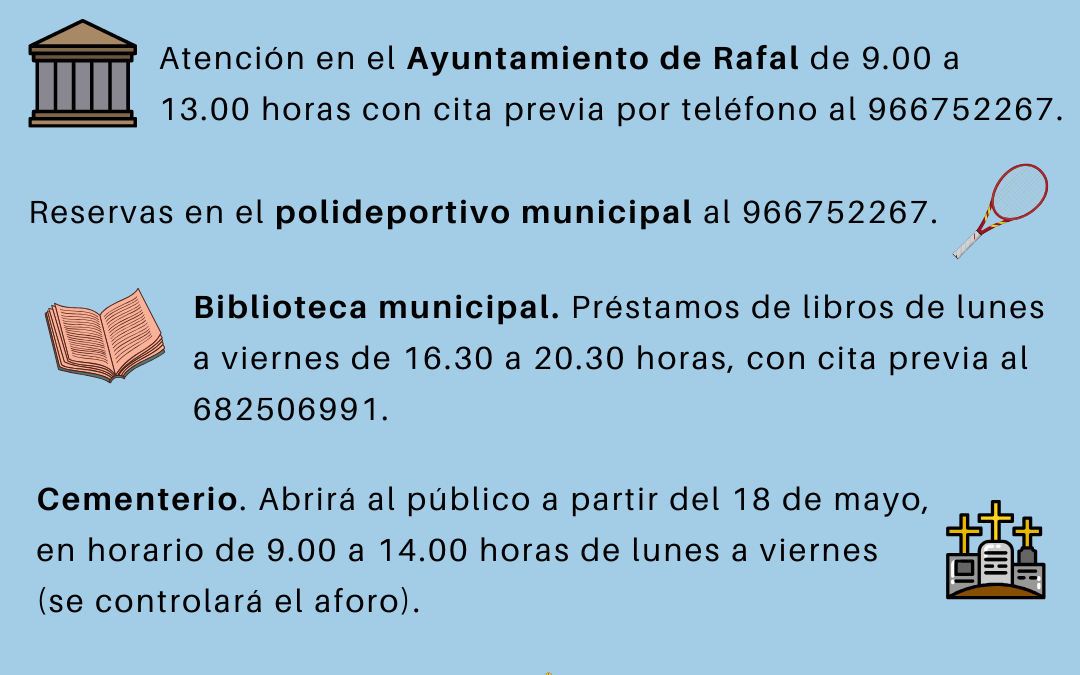 Bando del Ayuntamiento de Rafal sobre apertura de instalaciones municipales en Fase I