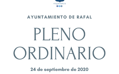 Pleno Ordinario del Ayuntamiento de Rafal (24 de septiembre de 2020)