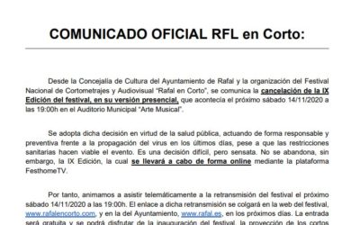 El Festival de Cortometrajes ‘Rafal en Corto’ se podrá disfrutar solo online