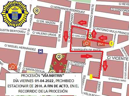 Itinerario de las procesiones de la Semana Santa 2022 en Rafal