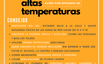 Aviso sobre el episodio de temperaturas extremadamente altas para los próximos días