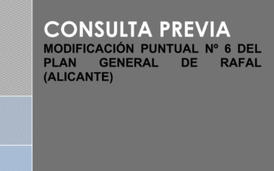 Consulta previa a la modificación puntual del nº 6 del Plan General de Rafal